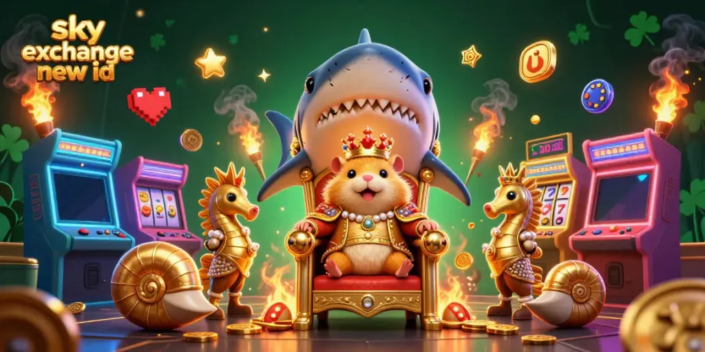 Experience the excitement of the Sky Exchange new ID with a playful casino-themed illustration.