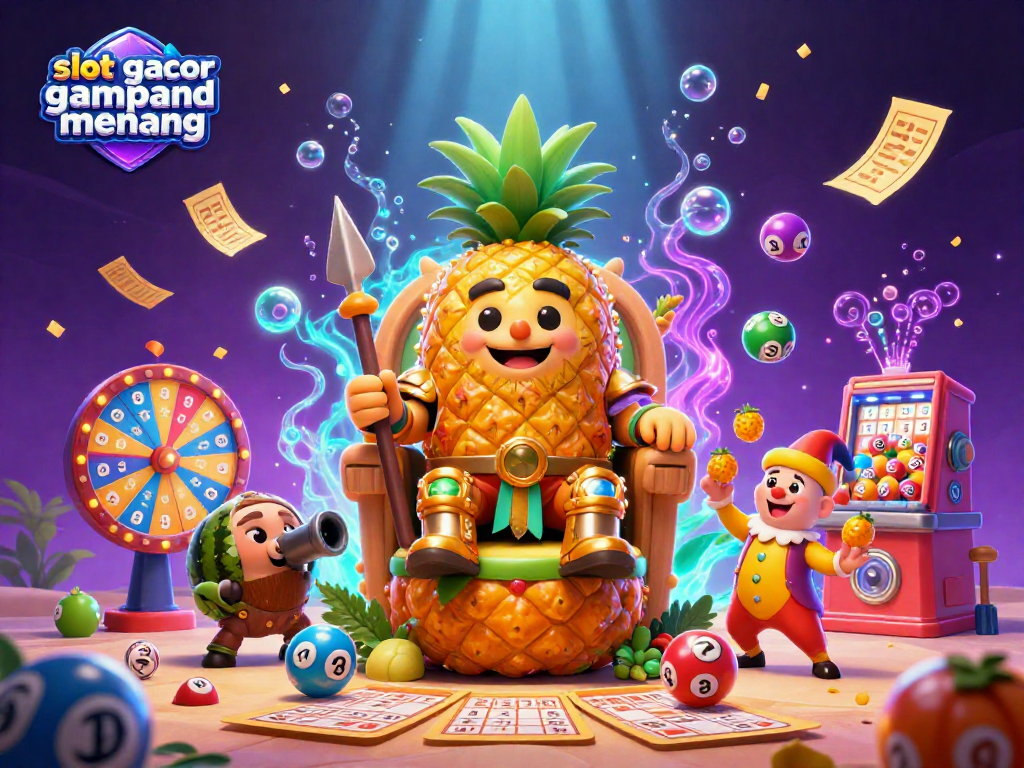 Experience the vibrant energy of slot gacor gampang menang in this dynamic beach casino illustration.