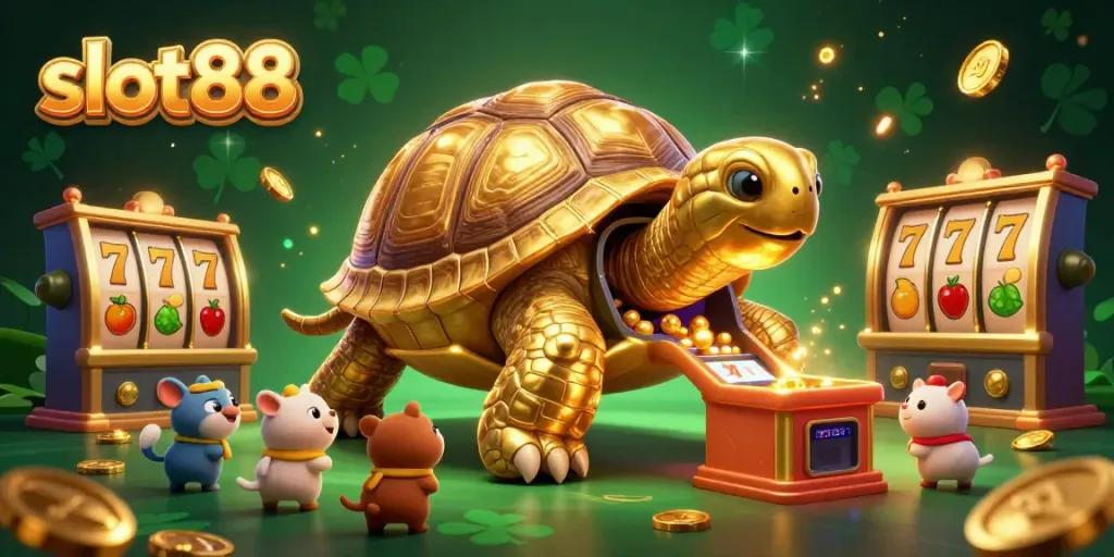 Menangkan jackpot di slot88 dengan gambar ceria hewan dan elemen mesin slot.