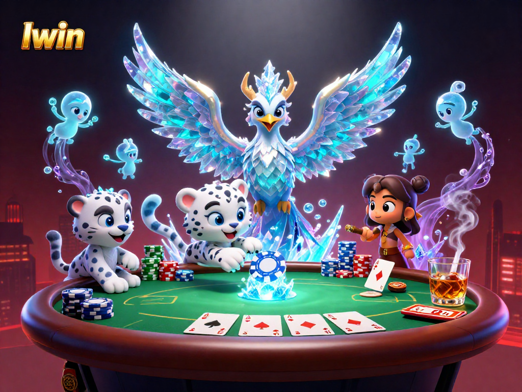 Iwin ignites excitement with a dazzling 3D casino scene filled with poker action and colorful sprites.