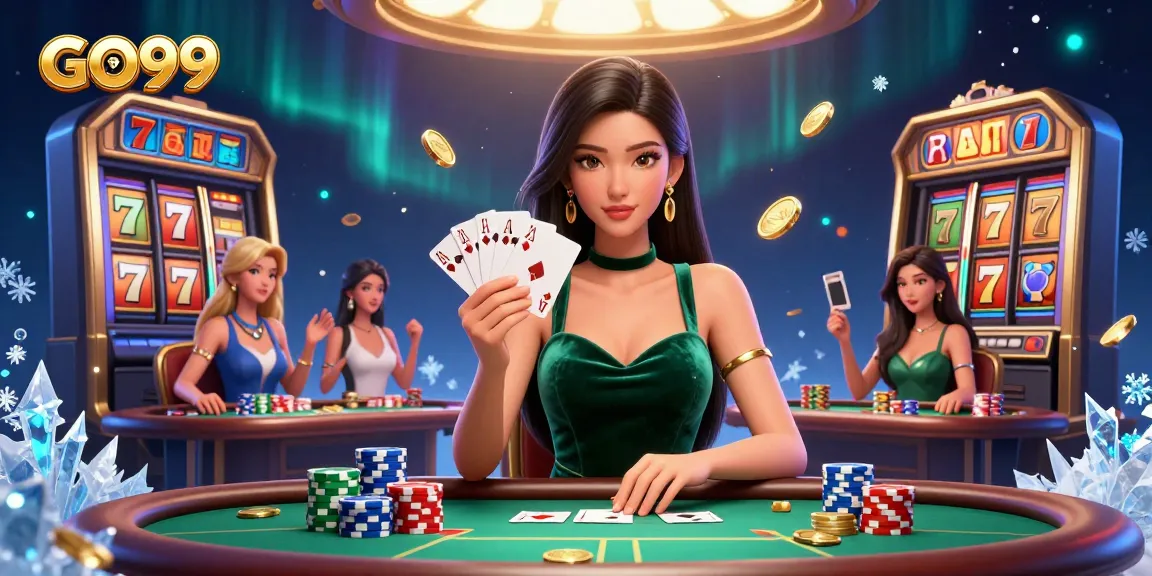 Experience the thrill of GO99 with a stunning poker scene showcasing strategy and excitement.