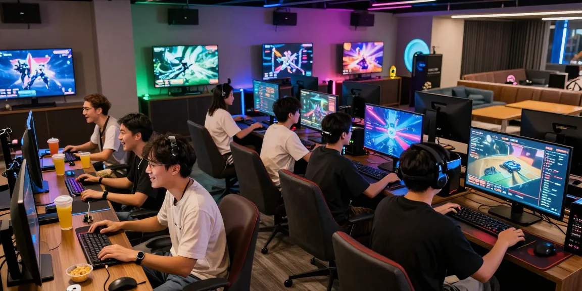 Exciting online gaming experience at lotus365 with friends in a vibrant lounge.