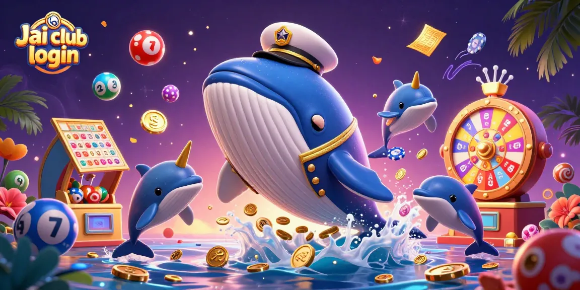 Engage with the vibrant world of gambling through Jai club login, showcasing playful sea creatures in a golden casino.