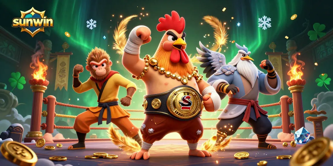 Engaging sunwin gaming scene with animated characters and vibrant casino elements