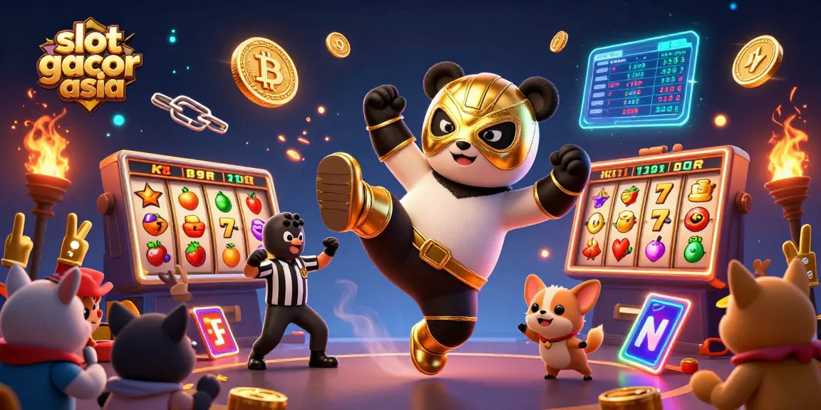 Slot gacor asia menghadirkan aksi seru dengan panda juara dan simbol slot mengitari suasana permainan menarik