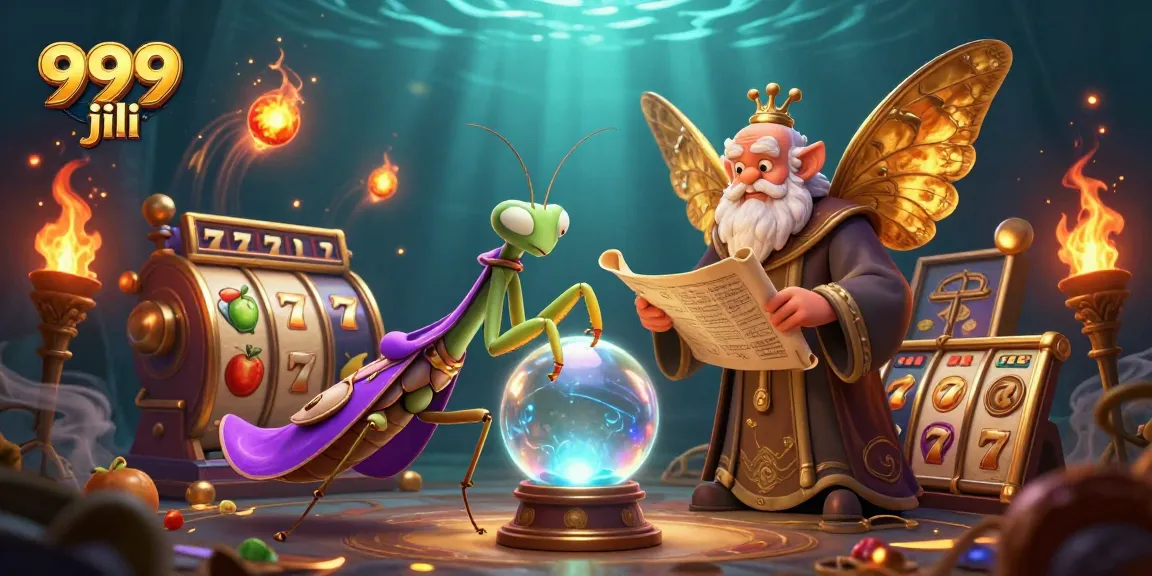 Engage with 999 jili through dynamic slots illustration featuring a fortune teller and mystical elements.