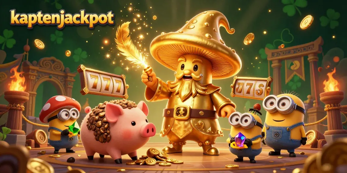 Engage with kaptenjackpot's vibrant slot scene featuring golden wizardry and treasures.