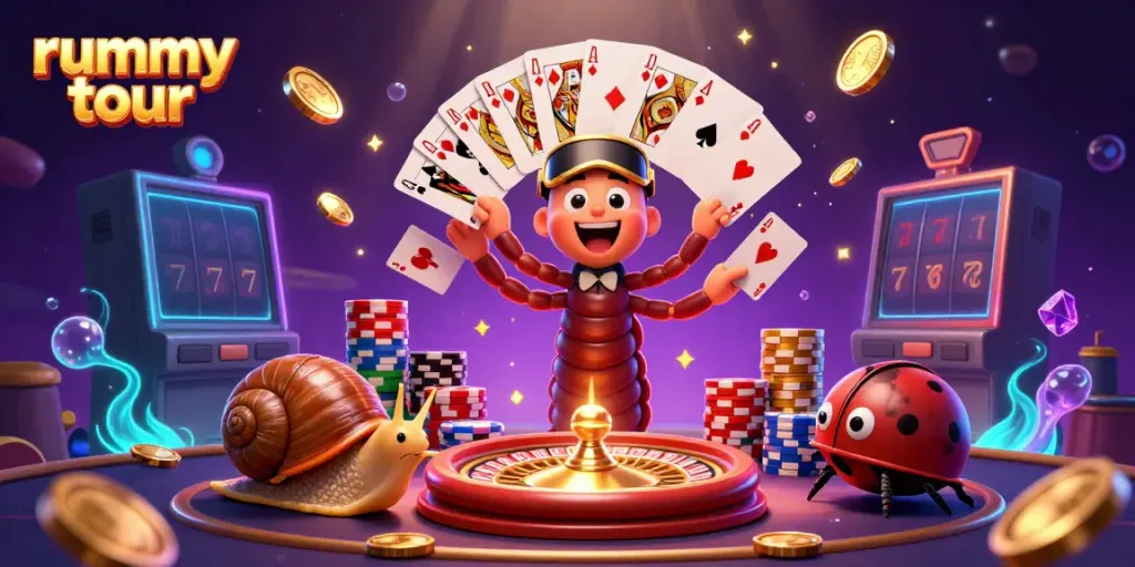 Permainan rummy tour dengan dealer dan karakter menarik di kasino virtual.